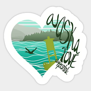 Alaska Love with a Buoy Scenery Sticker